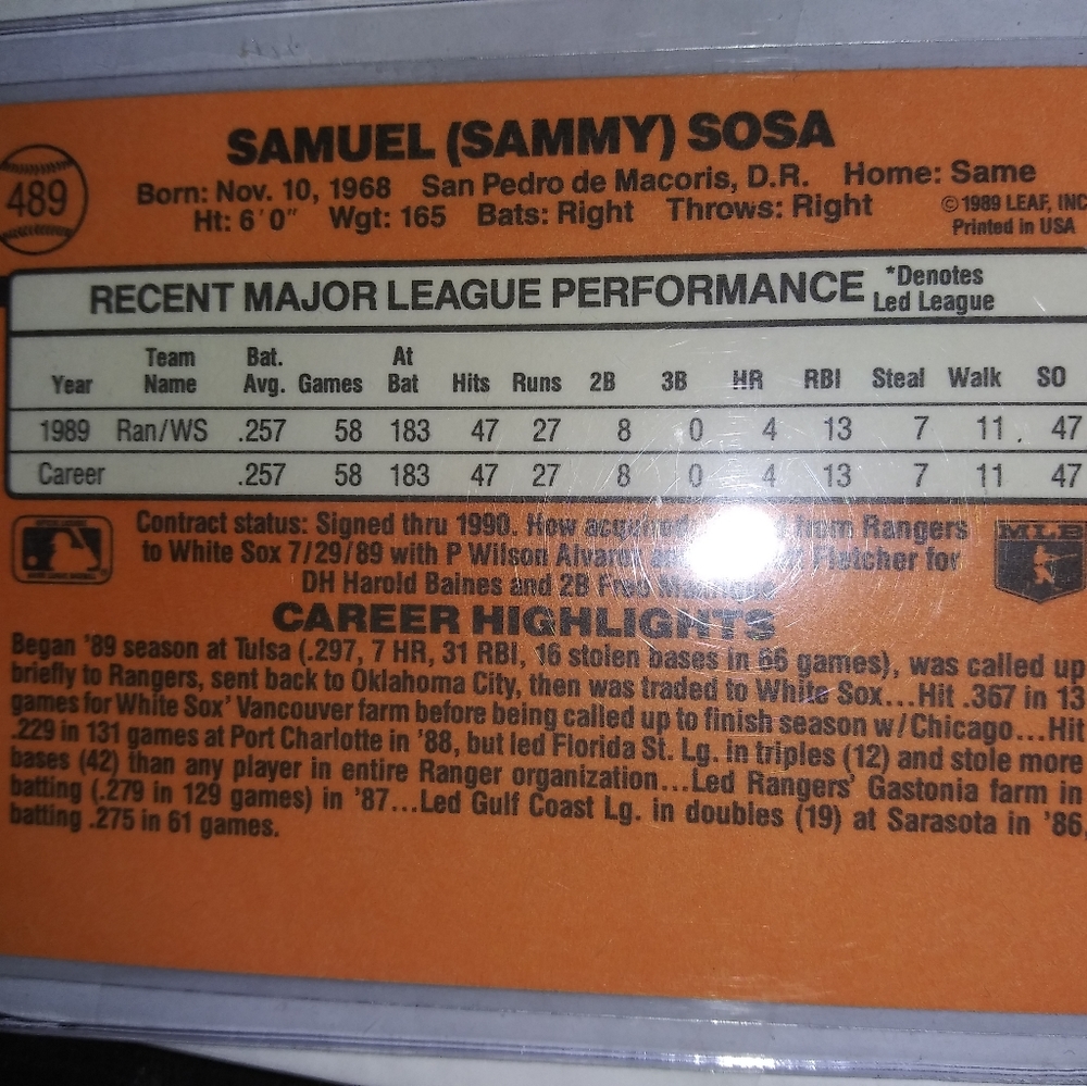 Sammy Sosa Rookie error - Picture 7 of 7
